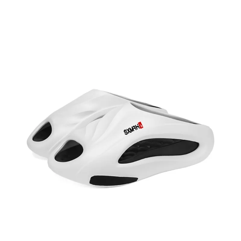 Binary EVA Quick Dry Slip Resistant Slide Slippers Unisex White Black-1