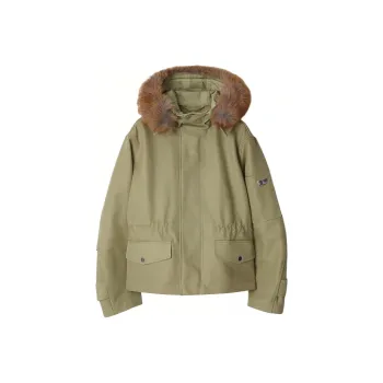 Burberry Faux fur Trim Cotton Parka Coat