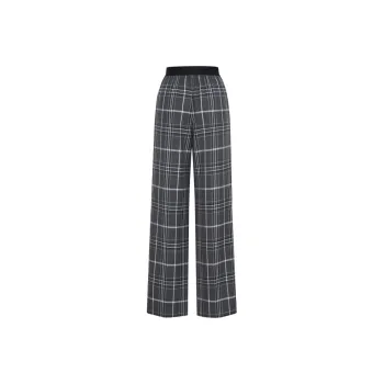 Kimhekim X MO&CO Casual Pants Women's Gray Brown Plaid