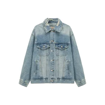 NO ONE ELSE Cropped Coats Unisex Denim Blue