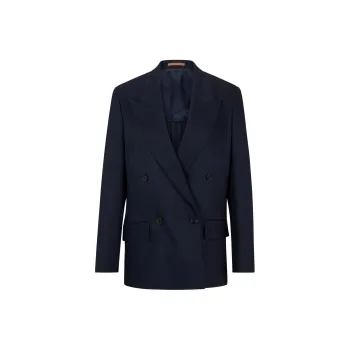 HUGO BOSS Regular-Fit Trousers In Cotton Silk And Stretch Blazers Women's Dark Blue