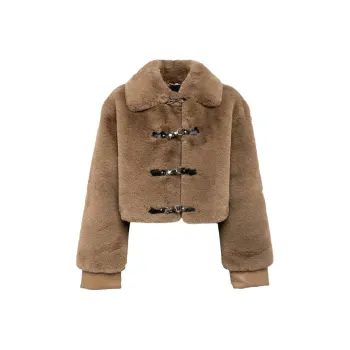 Rotate Cropped Faux-fur Jacket