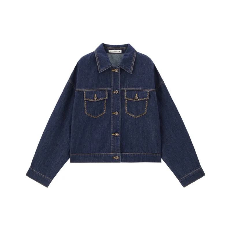 UNIQLO Denim Jacket Women's Dark Blue-0