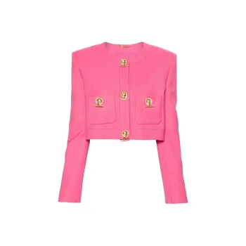 MOSCHINO T-Bar Fastened Cropped Jacket