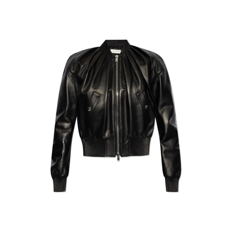 Alexander McQueen Zipped Leather Bomber Jacket-0