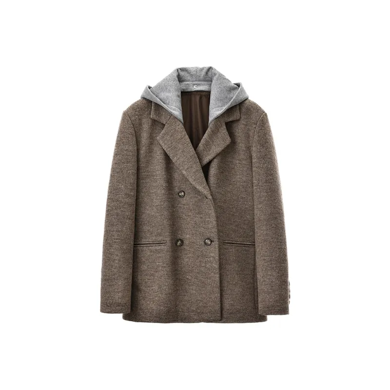 SINBOS Coat Women's Mixed Coffee Color-0
