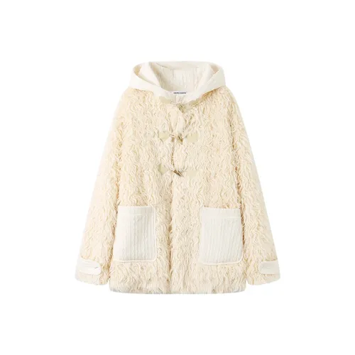 ANDREA MARTIN Velvet feel Coat Women's Ecru