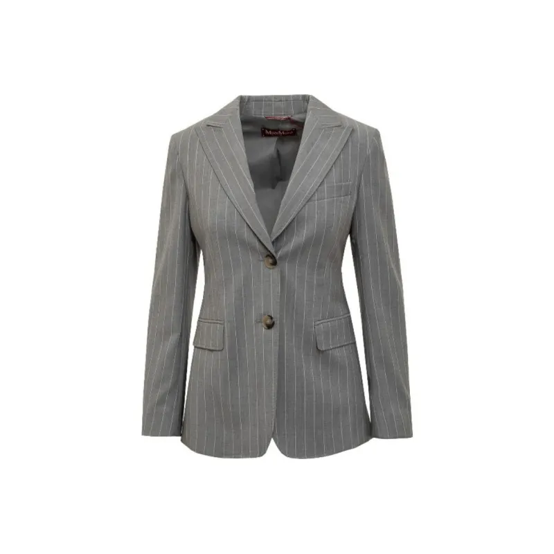 MaxMara Studio Striped Single Breasted Blazer-0