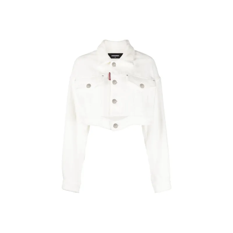 DSQUARED 2 Buttoned Cropped Denim Jacket-0