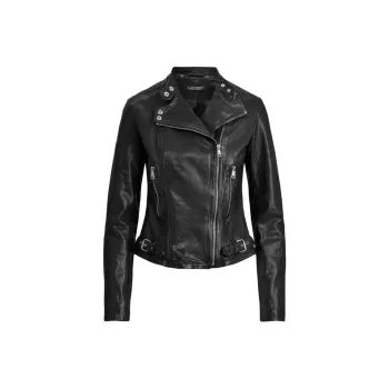 Polo Ralph Lauren SS24 Leather Jacket Women's Black