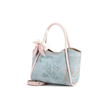 CAEISL&KCIEL Synthetic Leather Handbag Regular Women's Blue And White Embroidery Powder