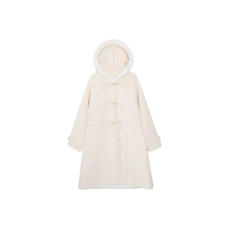 LALAJK Farewell Poem Of Snow Padded Loose Fit Thickened Hooded Coat Women's-3