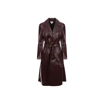 Bottega Veneta Leather Jackets Women's Burgundy