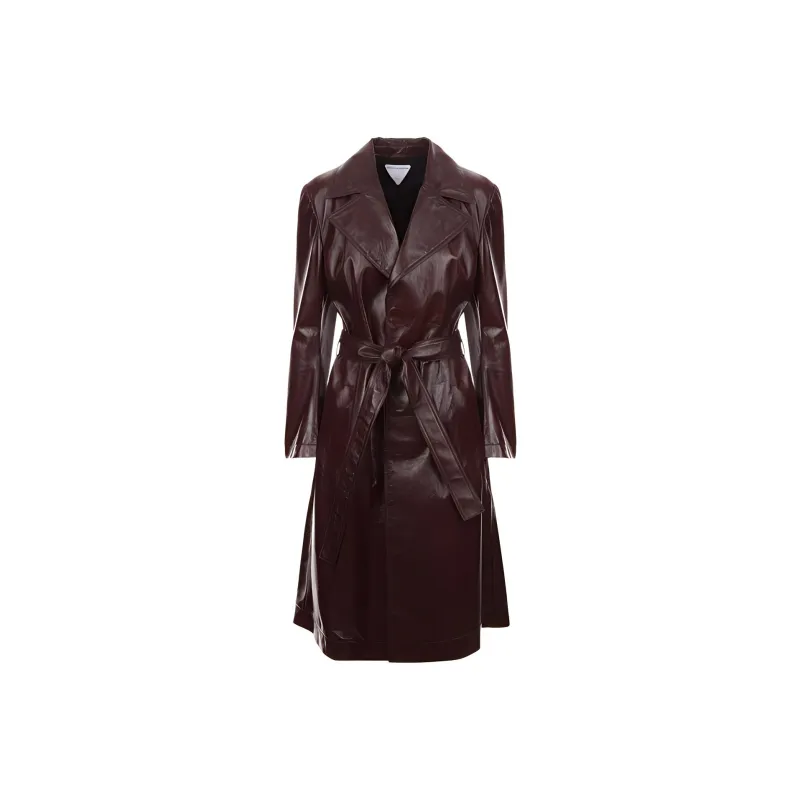 Bottega Veneta Leather Jackets Women's Burgundy-0