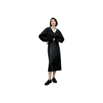 TKY SHOP Cropped Coats Women's Sophisticated Black