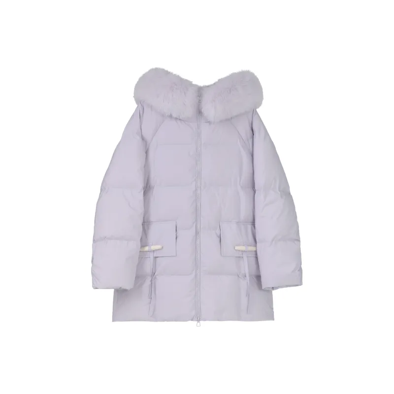 Fstudio Korean Style Long And Languid 90 Fill Power White Duck Down Fur Collar Down Jacket Coat Women's-3