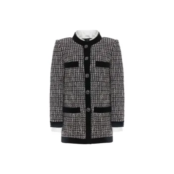 BESIONIA FW23 Coats Women's Black White Plaid