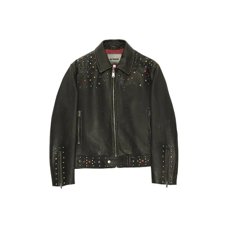 Ed Hardy Leather Jacket Women's Black-0