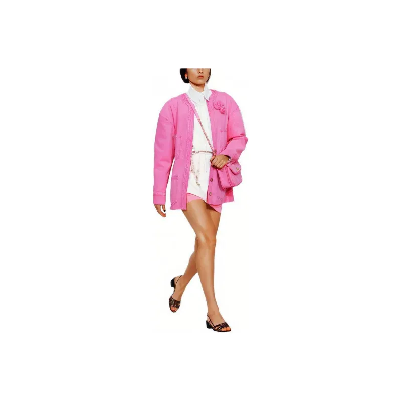 CHANEL Denim Jacket Women's Pink-0