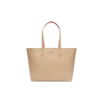 LACOSTE PVC Tote Bag, Shopping Bag, Shoulder Bag Women's Beige