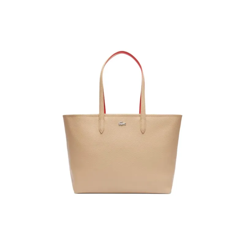 LACOSTE PVC Tote Bag, Shopping Bag, Shoulder Bag Women's Beige-0