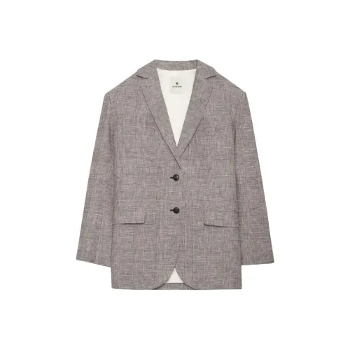 Anine Bing Quinn Plaid Linen Blazer