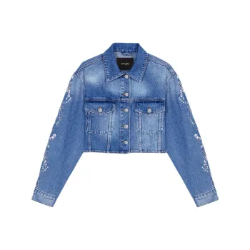 Maje Embroidered Denim Jacket