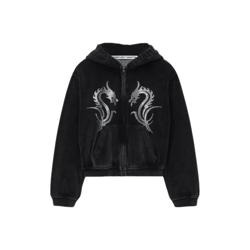Alexander Wang Crystal embellished Zip up Hoodie-0