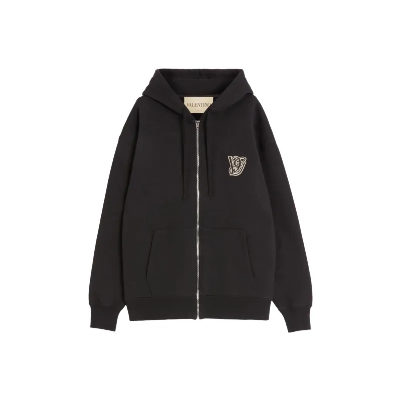 Valentino Logo patch Zip up Hoodie-0
