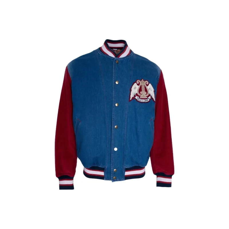GUCCI Denim Bomber Jacket Red/Blue-0
