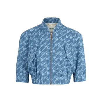 FENDI SS22 Cropped Coats Women's Light Blue