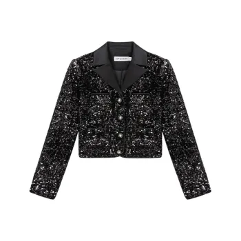 Self-portrait Sequin Embellished Cropped Blazer