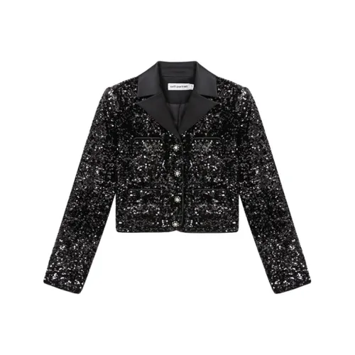 Self-portrait Sequin Embellished Cropped Blazer