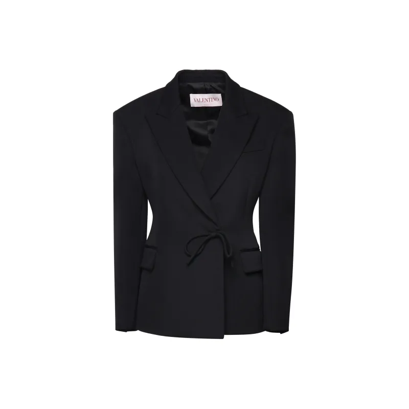 Valentino Bow Detailed Straight Hem Blazer-0