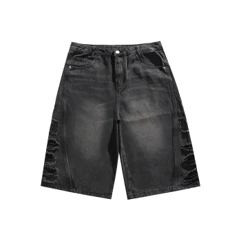 UPZCY Denim Shorts Unisex Black Gray Color