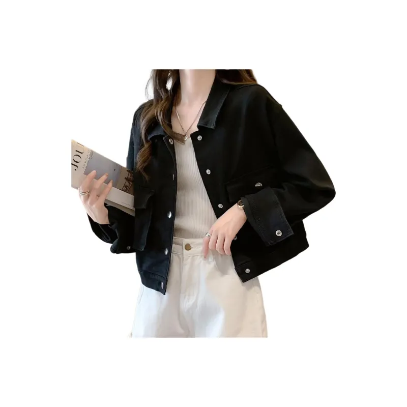 JEANSWEST Denim Jacket Women's Black-0