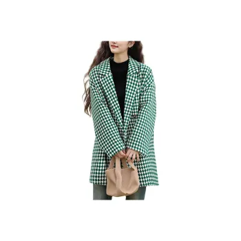 Wbwq Coats Women's Green Plaid