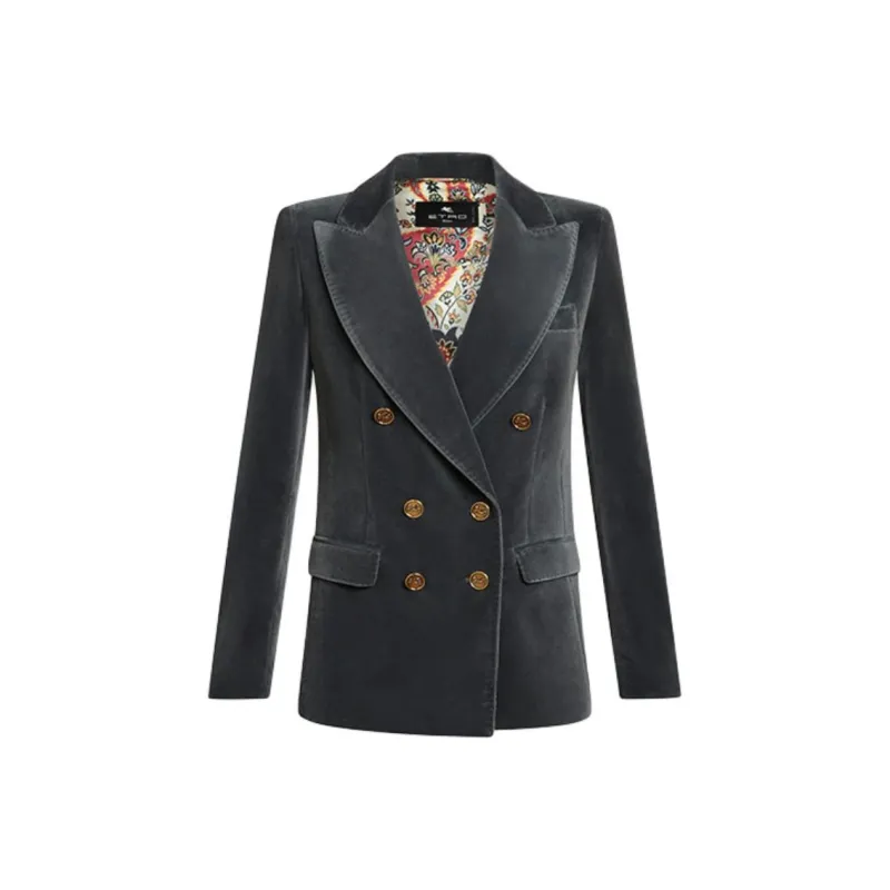 ETRO Double Breasted Velvet Blazer-0