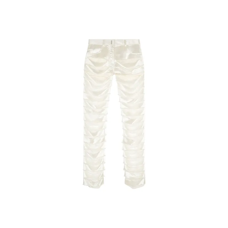 Givenchy Pants In Ripped Satin 'Off White'-0