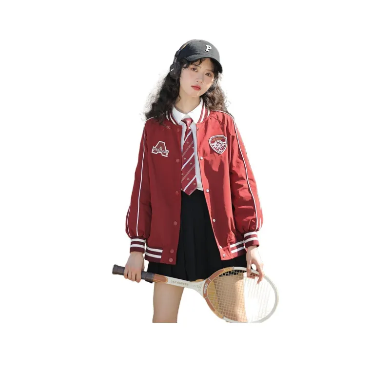 Linjou Baseball Jacket Women's Red-0