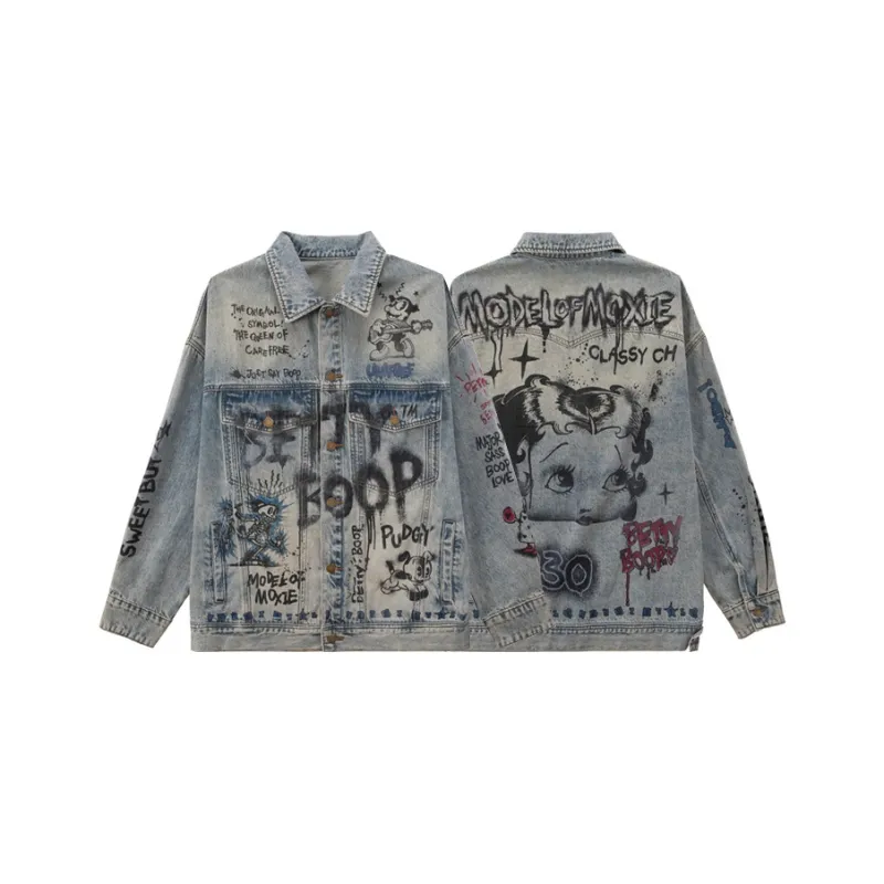 Unifree X Betty Boop™ Co branded Series Denim Jackets Women's Blue-0