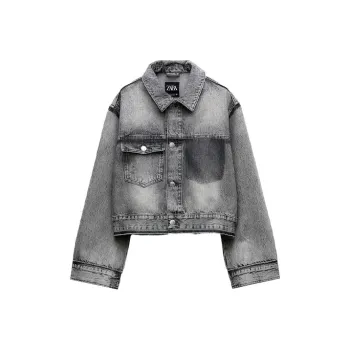 ZARA Denim Jacket Women's Light Gray