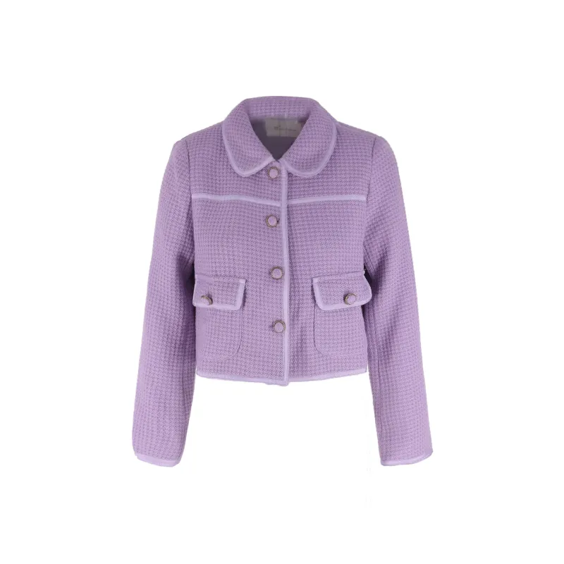 AUNTLUANDUNCLEZHUO Cropped Coats Women's Absolutely Stunning Violet Coat-0