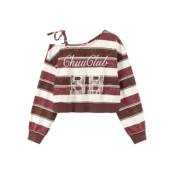 CHUU Sweatshirt Women's Red Stripes-0