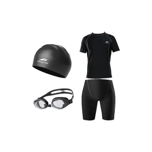 DOUBLEFISH Swim Equipment Set Beach Swimming And Indoor Pool Training Men's Black