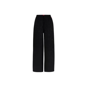 HUGO BOSS Signature-Jacquard Pajama Bottoms With Side Slits Casual Pants Women's Black