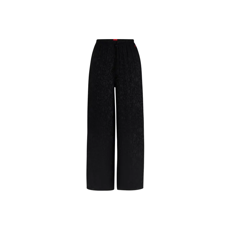 HUGO BOSS Signature-Jacquard Pajama Bottoms With Side Slits Casual Pants Women's Black-0