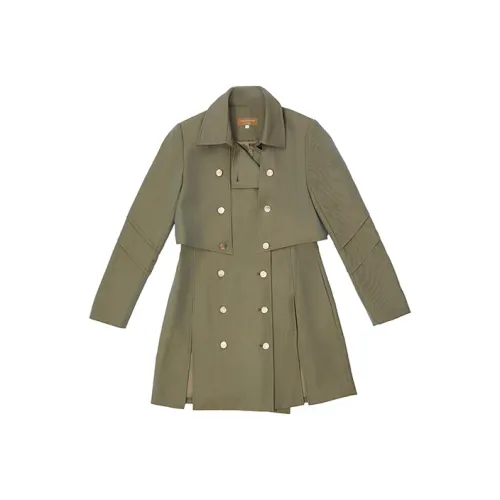 D. MARTINA QUEEN Trench Coats Women's Khaki