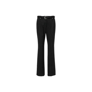 VERSACE JEANS COUTURE Pinstriped Logo engraved Straight Trousers