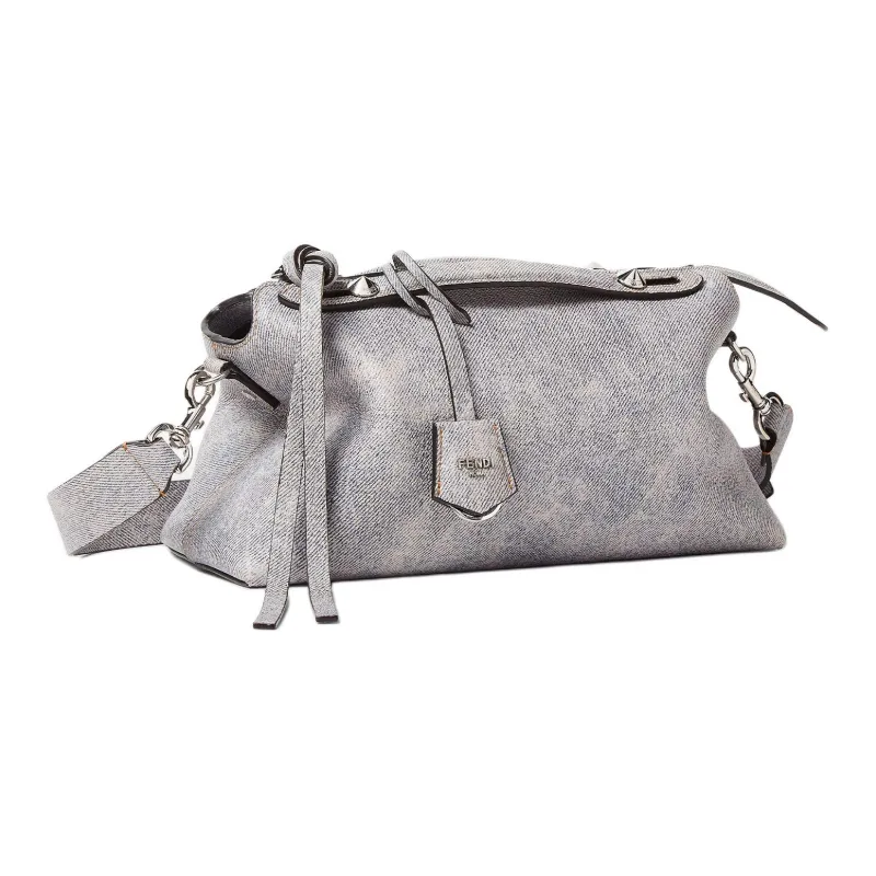 FENDI By The Way Series Leather Handbag Medium Size Women's Gray-2